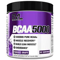 Evlution Nutrition BCAA5000 Powder 5 Grams of Branched Chain Amino Acids (BCAAs) Essential for Performance, Recovery, Endurance, Muscle Building, Keto Friendly, No Sugar (30 Servings, Furious Grape)