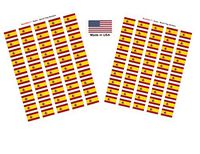 Made in USA! 100 Country Flag 1.5" x 1" Self Adhesive World Flag Scrapbook Stickers, Two Sheets of 50, 100 International Sticker Decal Flags Total (Spain)