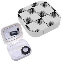 Portable Contact Lens Case Box Travel Kit Mirror + Bottle + Tweezers Container Holder [ Black White ]