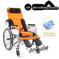 Folding wheelchair Folding Wheelchair Belt Seated Semi-Recumbent Wheelchair Full Elderly Reclining Portable Mesh Breathable Manual Travel Car Seatable Cover (Color: Black/Blue/yellow/red) can bear 200