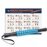 Muscle Roller, Kamileo Massage Roller Stick for Relieving Muscle Soreness Cramping Tightness Athletes Legs Back Calf Body Joints Recovery Therapy Tool(Manual, Workout Poster Included) - Sea Blue