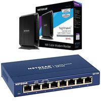 NETGEAR Nighthawk AC1900 (24x8) Wi-Fi Cable Modem Router (C7000) DOCSIS 3.0 Certified for Xfinity Comcast, Time Warner Cable, Cox, & more Bundle with NETGEAR ProSAFE GS108 8-Port Gigabit Desktop Switch (GS108-400NAS)