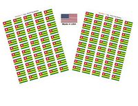Made in USA! 100 Country Flag 1.5" x 1" Self Adhesive World Flag Scrapbook Stickers, Two Sheets of 50, 100 International Sticker Decal Flags Total (Togo)