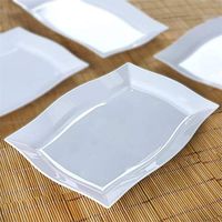 Efavormart 50 Pcs - White 8" x 11.5" Rectangle Wave Disposable Plastic Plate Dinner Plates for Wedding Party Banquet Events Decor