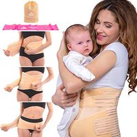 Postpartum Belly Wrap 3 in 1 Support Recovery Band Set Waist, Pelvis Belt - Body Shaper Trainer - Postnatal Shapewear Tummy Cinch - C Section Girdle, Corset - Post Pregnancy Posture |Watch Video| (L)