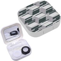Portable Contact Lens Case Box Travel Kit Mirror + Bottle + Tweezers Container Holder [ Decorative Geometric ]