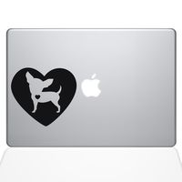 The Decal Guru Heart Chihuahua MacBook Decal Vinyl Sticker - 12" MacBook - Black (1321-MAC-12M-BLA)