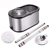 Broom and Dustpan With Long Handle Telescopic Upri Rotating mop - stainless steel lazy mop, household absorbent mop (Size : There are five mop heads)