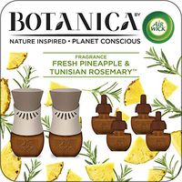 Air Wick Botanica Plug in Scented Oil Starter Kit, 2 Warmers + 6 Refills, Fresh Pineapple and Tunisian Rosemary, Air Freshener, Eco Friendly, Essential Oils, Starter Kit + 6 Refills