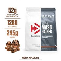 Dymatize Super Mass Gainer Protein Powder, 1280 Calories & 52g Protein, Gain Strength & Size Quickly, 10.7g BCAAs, Mixes Easily, Tastes Delicious, Rich Chocolate, 12 lbs