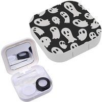 Portable Contact Lens Case Box Travel Kit Mirror + Bottle + Tweezers Container Holder [ Ghosts ]