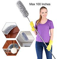 Microfiber Duster with Extension Pole (30 to 100 inches) - with Bendable Head, Telescoping Extendable Duster for Cleaning Ceiling Fan, Ceiling, Cars, Blinds, Cobwebs