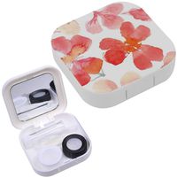 Portable Contact Lens Case Box Travel Kit Mirror + Bottle + Tweezers Container Holder [ Watercolor Cherry Blossoms ]