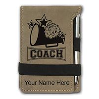 Mini Notepad, Cheerleading Coach, Personalized Engraving Included (Light Brown)