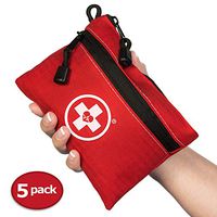 First Aid Kit Pouch (64-Piece): Pocket Sized, Lightweight & Compact with Dual Zippers for Organization (5-Pack)