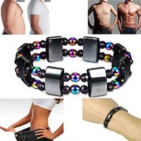 ANLW Double Layer Magnetic Black Gallstone Colorful Bracelet- Men and Women Magnetic Weight Loss Bracelet