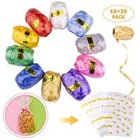 Metallic Curling Ribbons,Icnow 110 Yard Curly Ribbon Gift Wrapping Ribbon Balloon Ribbon with 20 Free Candy Bags for Wedding Parties Festival Florist Crafts Decor Gift Wrapping 10X11yd