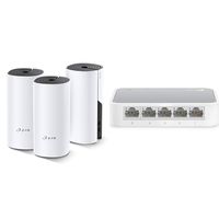 TP-Link Deco Whole Home Mesh WiFi System - Works with Alexa(Deco M4 3 Pack) & 5 Port Fast Ethernet Switch (TL-SF1005D)