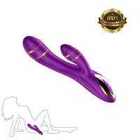 Portable Wireless Handheld Massager Handheld Rabbit Massager-10 Frequency Vibration - Magnetic Adsorption Charging - Double Head Vibrator -Purple by Teanmy