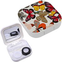 Portable Contact Lens Case Box Travel Kit Mirror + Bottle + Tweezers Container Holder [ Retro Floral ]