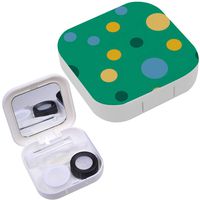 Portable Contact Lens Case Box Travel Kit Mirror + Bottle + Tweezers Container Holder [ Bright Memphis Polka Dots ]