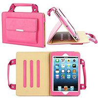 Jennyfly iPad Air 2 Sleeve PU Leather Case for Girls, Cute Bowknot Magnetic Cover Business Handbag Cover for iPad Air/Air 2 - Hot Pink