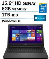 Dell Inspiron 15.6-Inch HD Laptop (Intel Dual Core i7-5500U up to 3.0 GHz Processor, 6GB DDR3 RAM, 1TB Hard drive, DVDRW, 802.11AC, Bluetooth 4.0, HDMI, USB 3.0, Windows 10 Home)