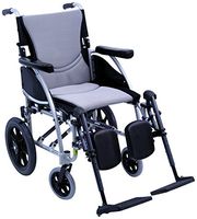 Karman S-115F18SS-TP-E Transport Wheelchair with Elevating Legrest, Pearl Silver, 18"W  x 17" D