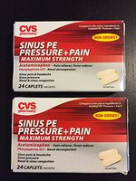 LOT OF 2 BOXES! Sinus PE Pressure & Pain Maximum Strength 24 CAPLETS EACH
