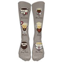 Coffee Personality Funny Cartoon Coffee Drink Types Long Boot Thigh Stocking Compression Socks For Running Fitness