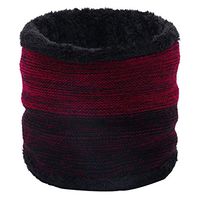 Theoylos Women's Scarf Patchwork Neck Scarf Unisex Fleece Knitted Scarves Outdoor Warmer Neck Scarf Red