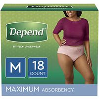 Depend FIT-FLEX Incontinence Underwear for Women, Disposable, Maximum Absorbency, Medium, Blush, 18 Count