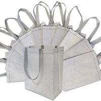 10x5x13" 12 Pcs. Large Metallic Silver Reusable Glitter Gift Bags with Handles, Birthday Party Favor Bags Bags for Weddings, Holidays and All Occasions
