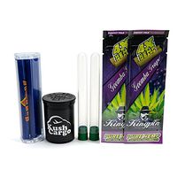 Bundle - 4 Items - Kingpin Flavored Grape Hemp Wraps with Wrap Roller and KC Pop Top (2 Packs)