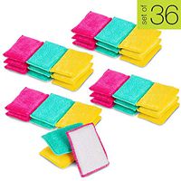 Smart Design SmartCloth Scrub Sponge w/Antibacterial Odorless Fibers - Ultra Absorbent - Soft & Scrubber Side - for Cleaning, Dishes, Hard Stains - Kitchen (Non-Scratch) [Primary] - 36-Pack