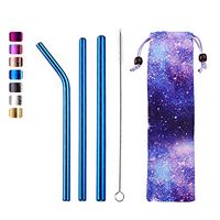 Reusable Metal Drinking Straws - Dishwasher Safe- Stainless Steel Straws for 20 Oz Tumblers Blue