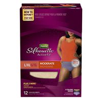 Depend Underwear for Women, Silhouette Active Fit Incontinence, Moderate Absorbency, L/XL, 12 Count, Assorted Colors