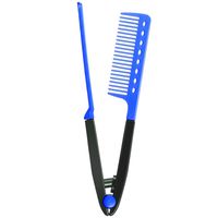 Emoly New V Shaped Straight Hairdressing Styling | Straightener Comb for Knotty Hair | Styling Comb for Unkempt Hair (Blue)