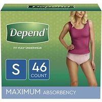 Depend FIT-FLEX Incontinence Underwear for Women, Disposable, Maximum Absorbency, S, Blush, 46 Count