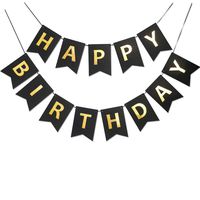 Black Golden Sparkle Happy Birthday Banner Signs Birthday Party Supplies for Birthday Party Decorations Baby Nursery Hanging Decor 13 Pieces