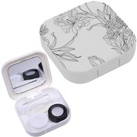 Portable Contact Lens Case Box Travel Kit Mirror + Bottle + Tweezers Container Holder [ Monochrome ]