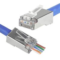 Shielded CAT6 Connectors Rj45 Pass Through Ends Gold Plated Network Plugs CAT6 Cable Ends for 24 AWG Ethernet Cable