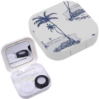 Portable Contact Lens Case Box Travel Kit Mirror + Bottle + Tweezers Container Holder [ Floral ]