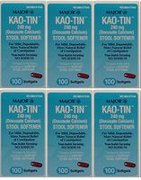Docusate Calcium 240 mg Softgels for Gentle, Reliable Relief from Occasional Constipation 100 Softgels per Bottle Pack of 6 Bottles Total 600 Softgels