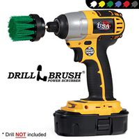 Long Green Bristle 2 Inch Diameter Medium Stiffness Powered Cleaning Drill Attachment Brush for Cordless Drills and Impact Drivers - Used to Clean Kitchen, Cabinet, Counter, and Linoleum by Drillbrush