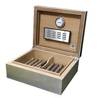 Humidors Cigar 50 Cigar Storage Boxes Large Capacity Cigar Box Cedarwood Humidifier Equipped with Humidifier and Thermometer (Color : Silver, Size : 282412cm)