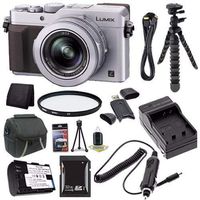 Panasonic LUMIX LX100 12.8 MP Digital Camera (Silver) + DMW-BLG10 Battery + External Charger + 32GB SDHC Card + Saver Bundle 1 - International Version (No Warranty)