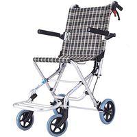 YangMi Wheelchair- Folding Lightweight Ultra Light Old Easy Travel Wheelchair Aluminum Alloy Small Children's Trolley (Color : Classic Flower Grid, Size : 88x52x74cm)