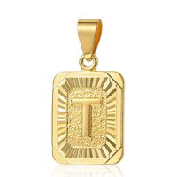 Trendsmax Mens Womens Yellow Gold Plated Square Capital Letter T Pendant Only No Chain