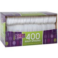 Plastic Cutlery, Soup Spoons, Medium Weight Disposable, 400 Count, White